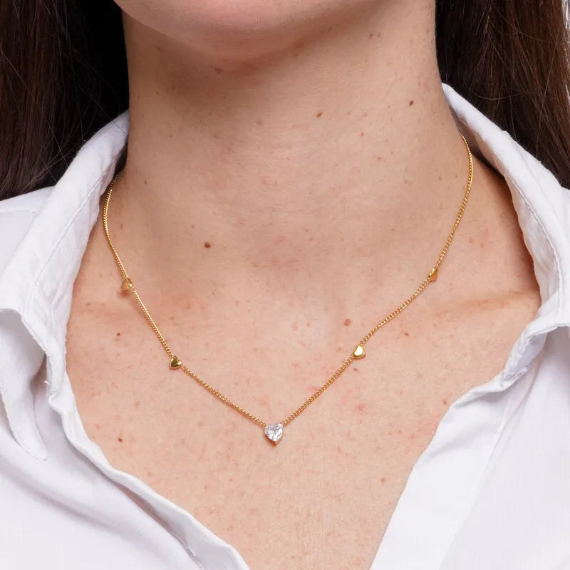 Steel necklace with hearts