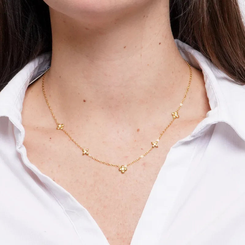 Collana in Acciaio fiori gold - BYSIMON gioielli