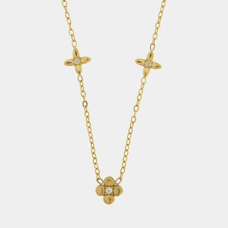 Collana in Acciaio fiori gold - BYSIMON gioielli