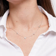 Collana in Acciaio fiori silver