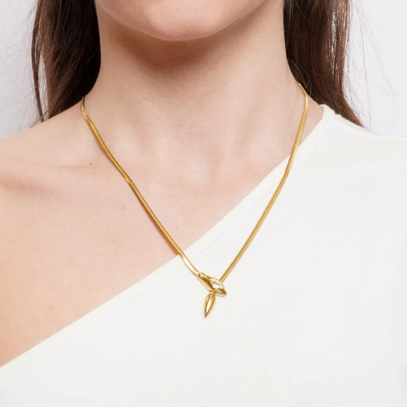 Collana in Acciaio lunga con serpente - BYSIMON gioielli