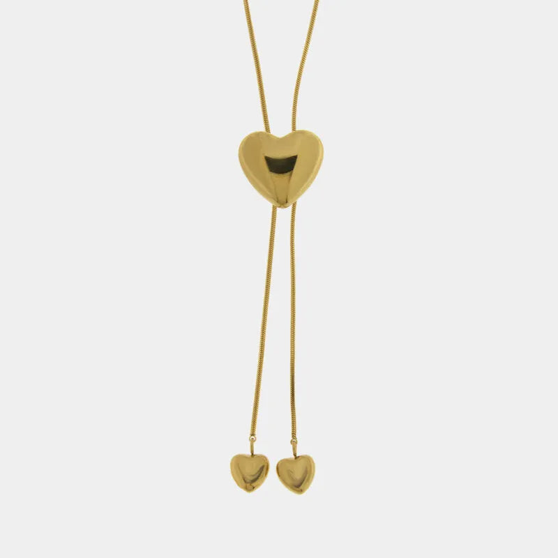 Collana lunga in acciaio con cuori decorativi pendenti - BYSIMON