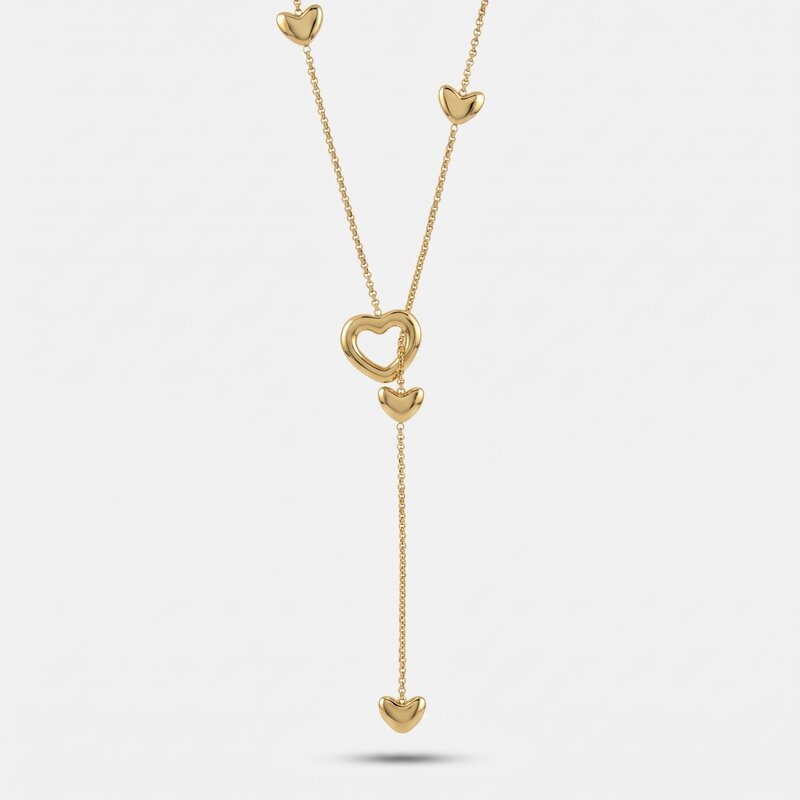 Collana in acciaio con elementi a cuore pendenti - BYSIMON