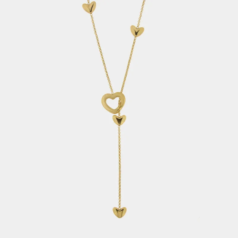 Collana in acciaio con elementi a cuore pendenti - BYSIMON