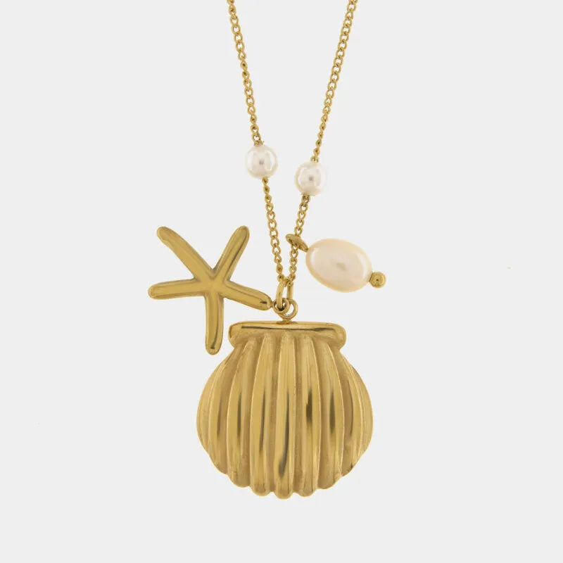 Collana in Acciaio conchiglia con stella marina COEUR - gioiello BySimon