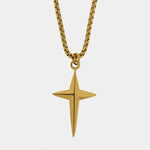 Collana in Acciaio croce stilizzata liscia gold IJEWEL - gioiello BySimon