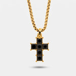 Collana in Acciaio croce con cristalli neri IJEWEL - gioiello BySimon