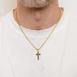 Collana in Acciaio croce con cristalli neri - BYSIMON gioielli