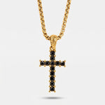 Collana in Acciaio croce con cristalli neri - BYSIMON gioielli
