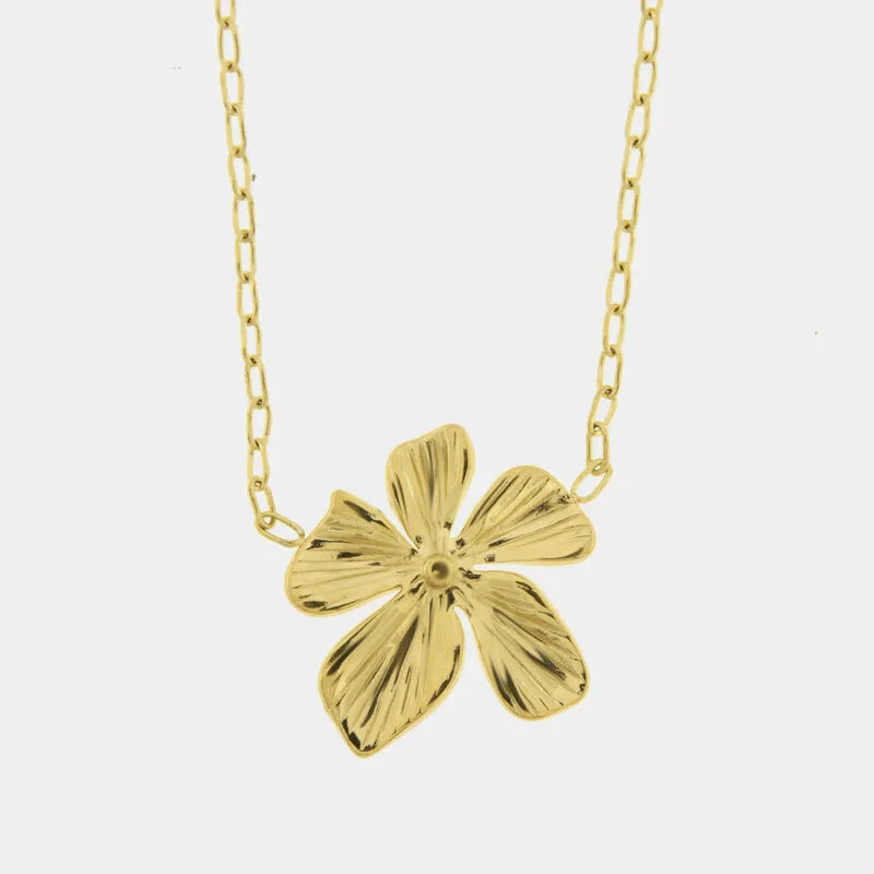 Collana in Acciaio fiore rigato - BYSIMON gioielli