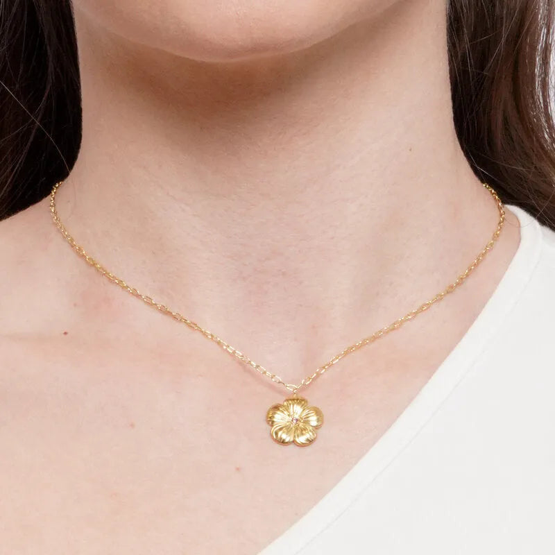 Collana in Acciaio fiore rigato - BYSIMON gioielli