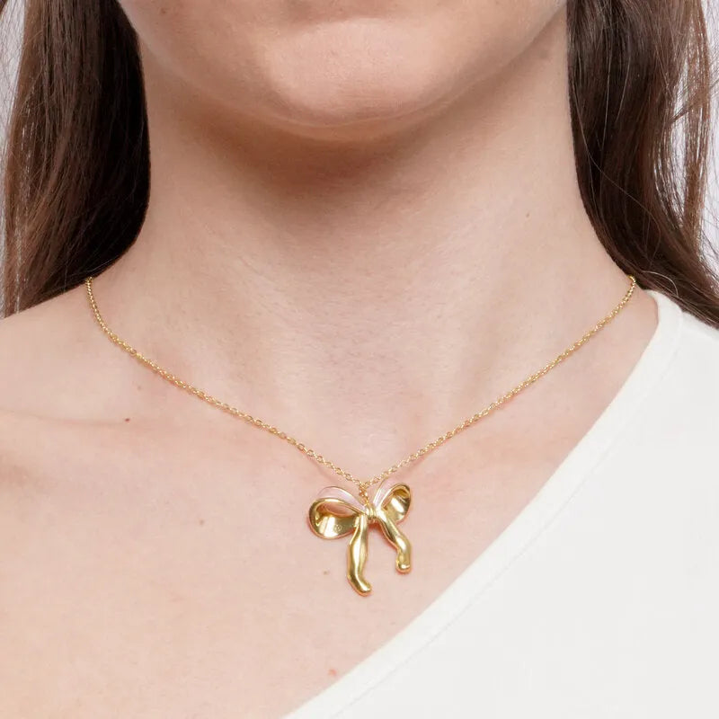 Collana in Acciaio fiocco rosa - BYSIMON gioielli