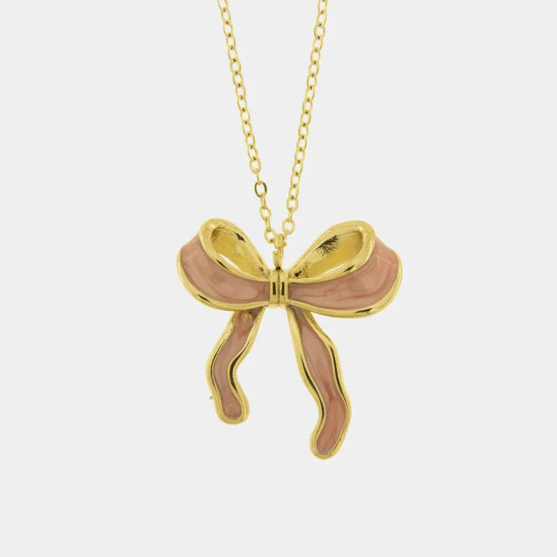 Collana in Acciaio fiocco rosa - BYSIMON gioielli