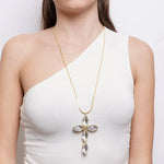 Collana in Acciaio croce con cristalli - BYSIMON gioielli