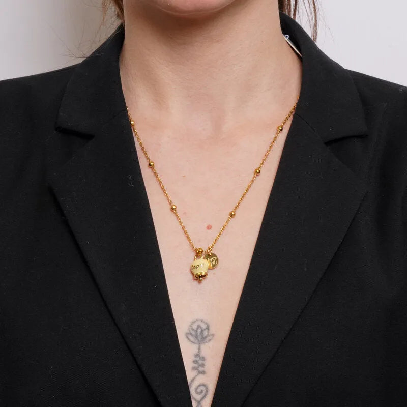 Collana in Acciaio con Campanella Portafortuna Sole Capri - colore Pale Banana - gioiello BySimon