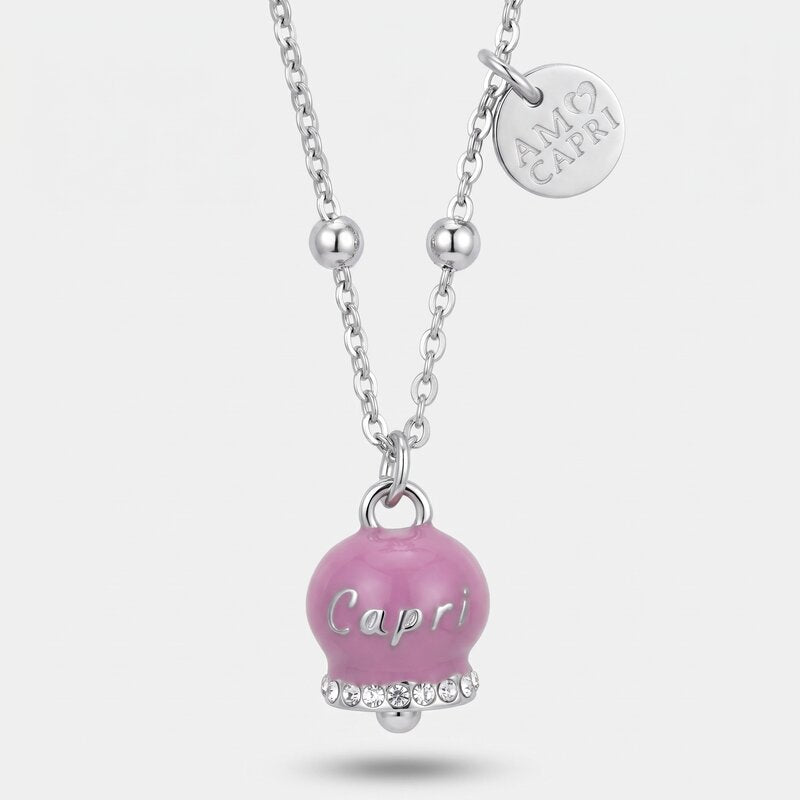 Collana in Acciaio con Campanella Portafortuna Capri  Giardini - Colore Amethyst Orchid - BYSIMON gioielli
