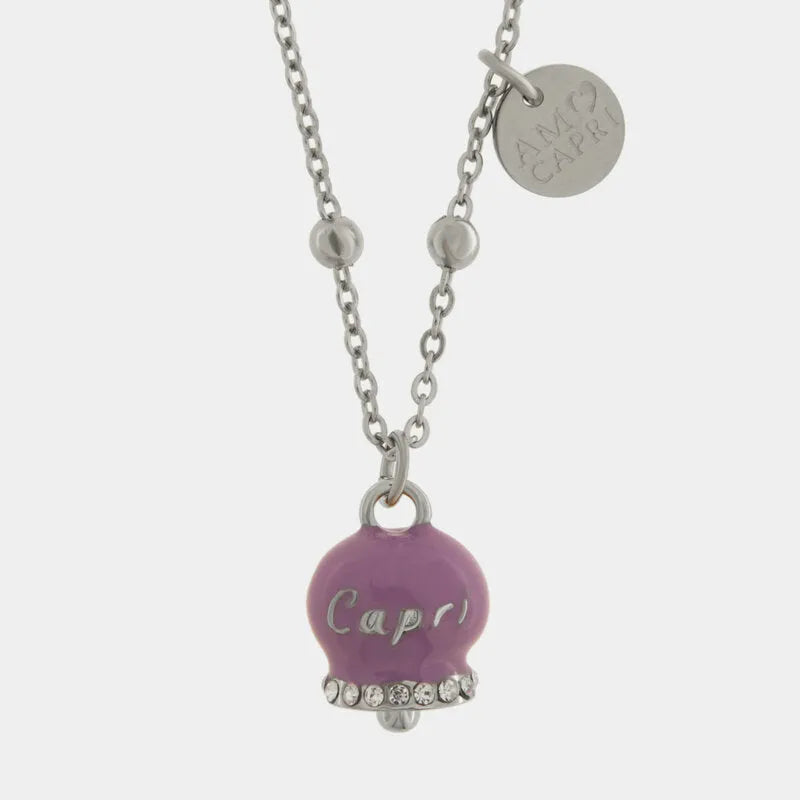 Collana in Acciaio con Campanella Portafortuna Capri  Giardini - Colore Amethyst Orchid