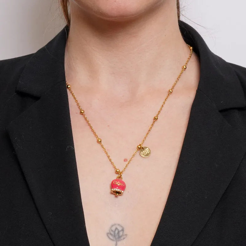 Collana in Acciaio con Campanella Portafortuna Tramonto di Capri - Colore Teaa Berry - gioiello BySimon
