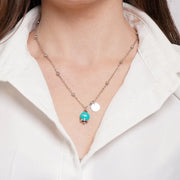 Collana in Acciaio con Campanella Portafortuna Capri - Colore  Turchese