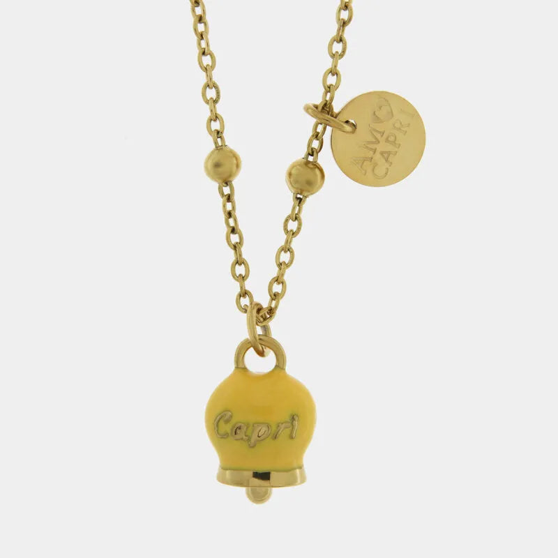 Collana in Acciaio con Campanella Portafortuna Capri - Colore Giallo - gioiello BySimon