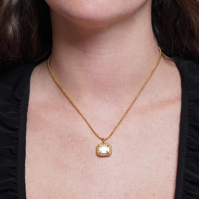 Collana in Acciaio cristallo rettangolare e cornice