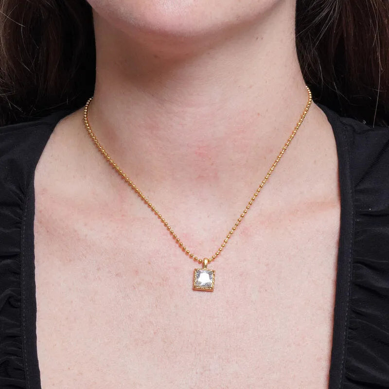 Collana in Acciaio cristallo quadrato