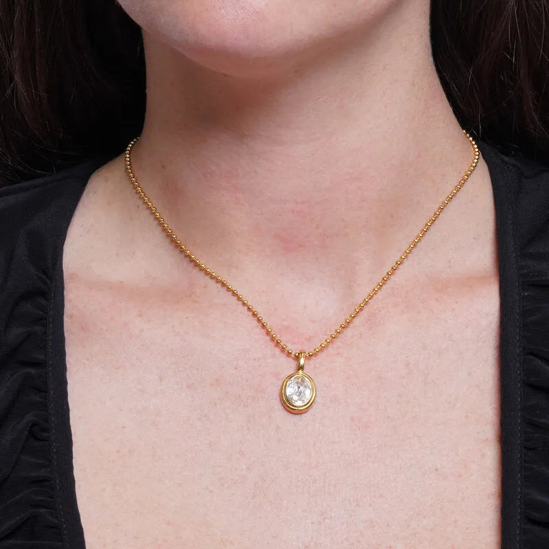 Collana in Acciaio cristallo ovale verticale