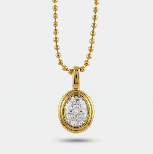 Collana in Acciaio cristallo ovale verticale