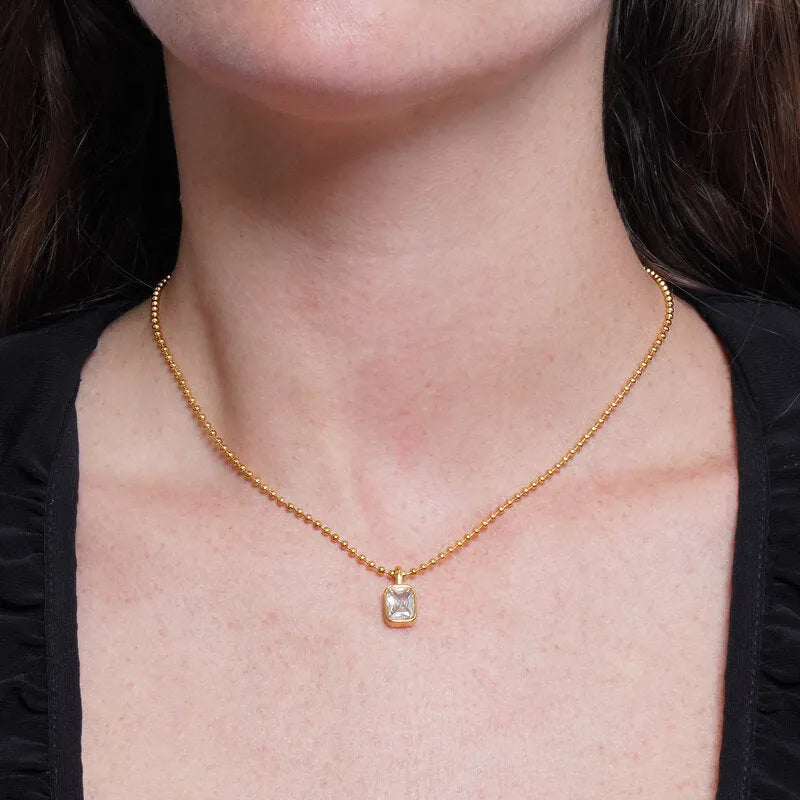 Collana in Acciaio cristallo rettangolo