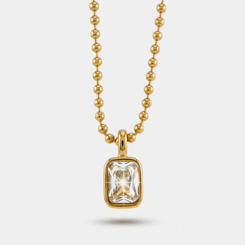 Collana in Acciaio cristallo rettangolo