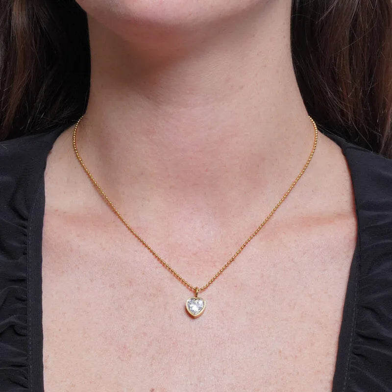 Collana in Acciaio cristallo cuore