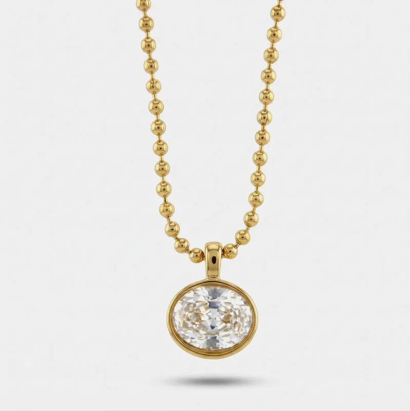 Collana in Acciaio cristallo ovale