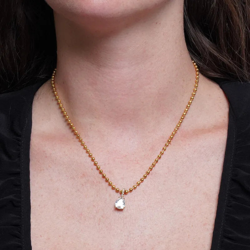 Collana in Acciaio cristallo goccia