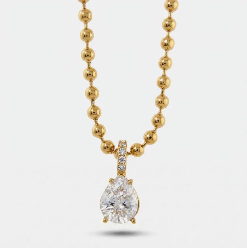 Collana in Acciaio cristallo goccia