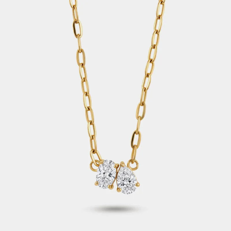 Collana in Acciaio con due cristalli