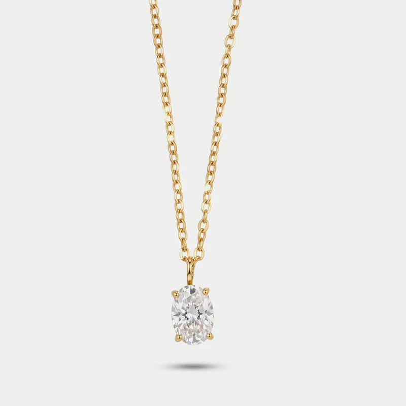 Collana in Acciaio cristallo ovale pendente