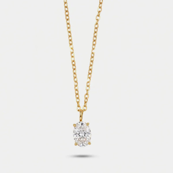 Collana in Acciaio cristallo ovale pendente
