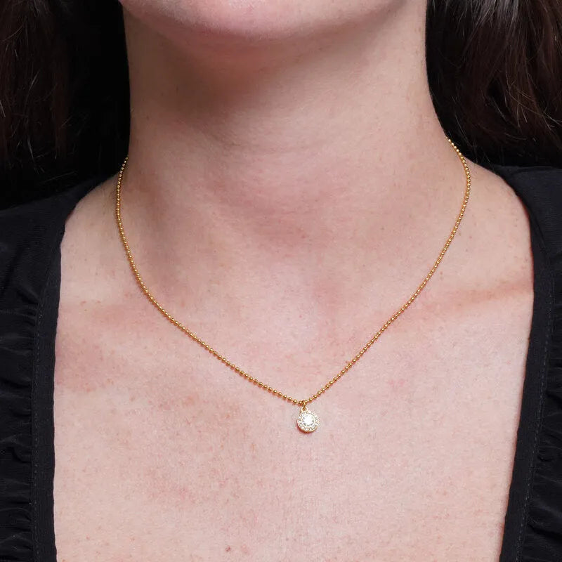 Collana in Acciaio cristallo tondo con cornice di cristalli