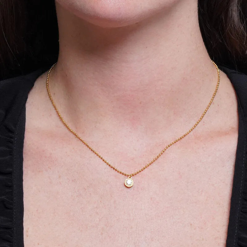 Collana in Acciaio maglia sfere cristallo circolare