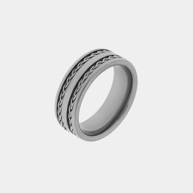Anello in Acciaio con piccole catene IJEWEL - gioiello BySimon