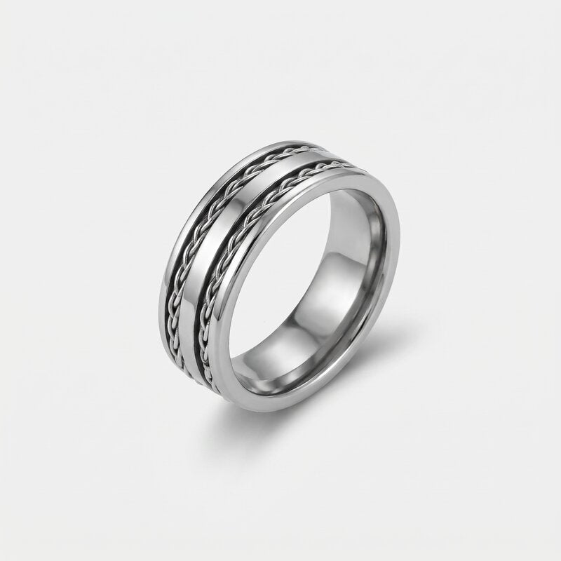 Anello in Acciaio con piccole catene IJEWEL - gioiello BySimon