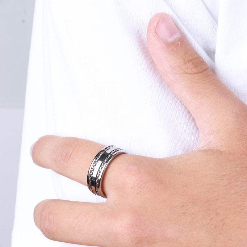 Anello in Acciaio con piccole catene IJEWEL - gioiello BySimon