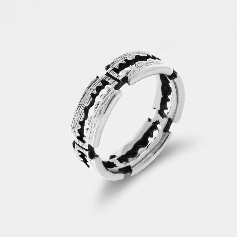 Anello in Acciaio a forma di zig zag IJEWEL - gioiello BySimon