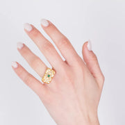 Anello in Acciaio con piastra impreziosito da occhio verde