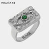 Anello in Acciaio con piastra impreziosito da occhio verde