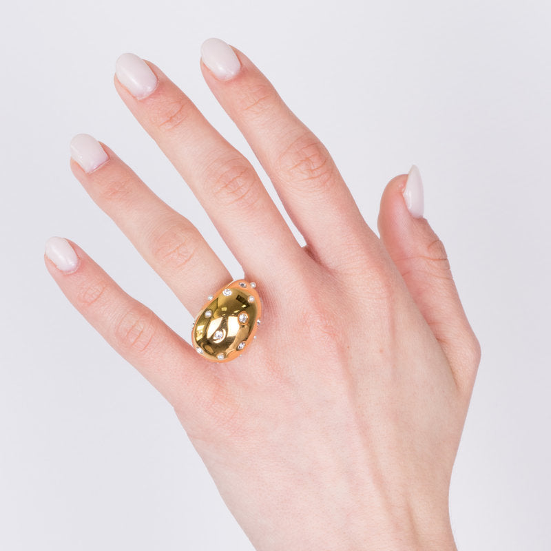 Drop Steel Ring with Stones