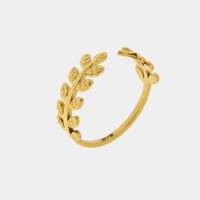 Anello in Acciaio rigido con foglie