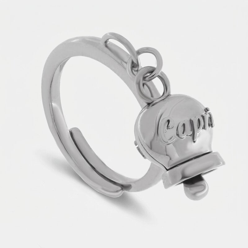 Anello in Acciaio Inossidabile con campanella pendente con scritta Capri | gioielli in acciaio inossidabile | BYSIMON