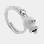 Anello in Acciaio con campanella  pendente  bianca con scritta Capri - BYSIMON gioielli