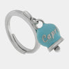 Anello in Acciaio con campanella pendente azzurra  con scritta Capri